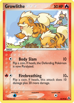 Growlithe z edície Legend Maker, karta č.55