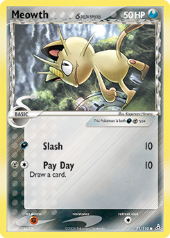 Meowth δ z edície Holon Phantoms, karta č.71
