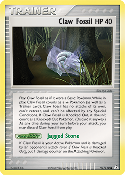 Claw Fossil z edície Holon Phantoms, karta č.91