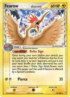Fearow δ z edície Crystal Guardians, karta č.18