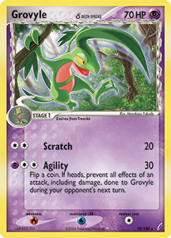 Grovyle δ z edície Crystal Guardians, karta č.19