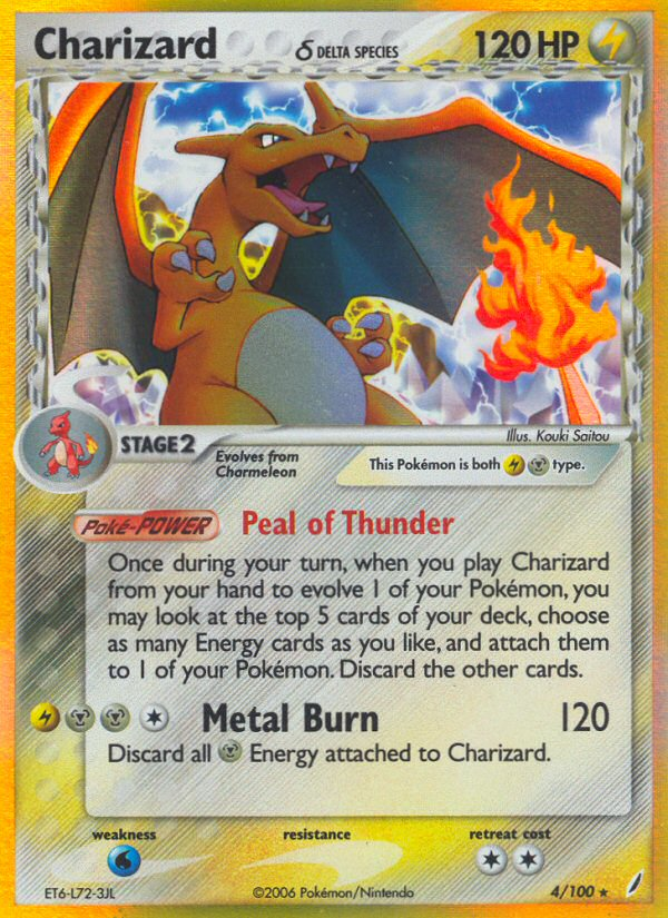 Charizard δ z edície Crystal Guardians, karta č.4