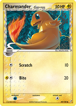 Charmander δ z edície Crystal Guardians, karta č.49