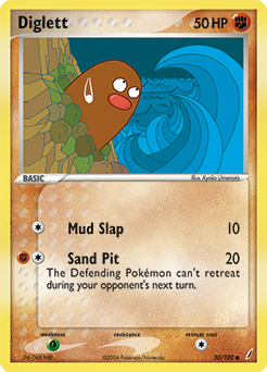 Diglett z edície Crystal Guardians, karta č.50