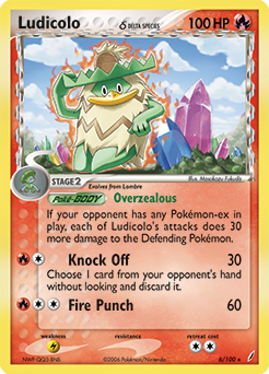 Ludicolo δ z edície Crystal Guardians, karta č.6
