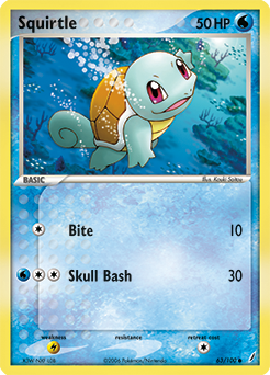 Squirtle z edície Crystal Guardians, karta č.63