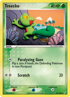 Treecko z edície Crystal Guardians, karta č.67