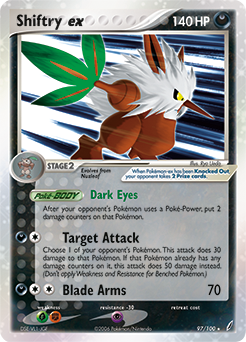Shiftry ex z edície Crystal Guardians, karta č.97
