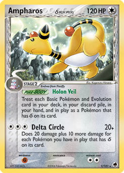 Ampharos δ z edície Dragon Frontiers, karta č.1