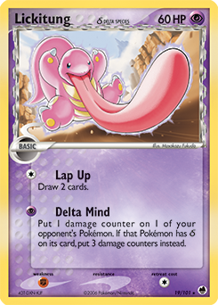 Lickitung δ z edície Dragon Frontiers, karta č.19