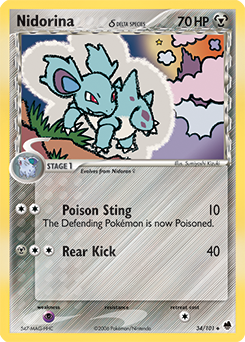 Nidorina δ z edície Dragon Frontiers, karta č.34