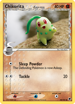 Chikorita δ z edície Dragon Frontiers, karta č.44