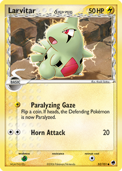Larvitar δ z edície Dragon Frontiers, karta č.52