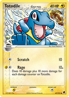 Totodile δ z edície Dragon Frontiers, karta č.67