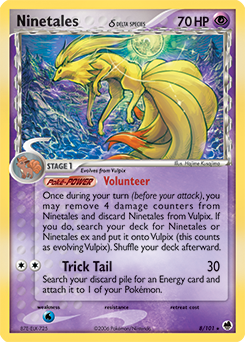 Ninetales δ z edície Dragon Frontiers, karta č.8