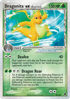 Dragonite ex δ z edície Dragon Frontiers, karta č.91