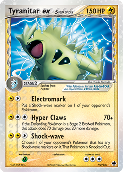 Tyranitar ex δ z edície Dragon Frontiers, karta č.99