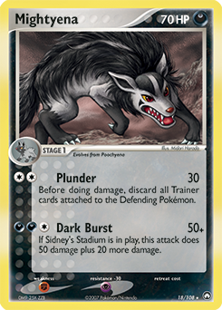 Mightyena z edície Power Keepers, karta č.18
