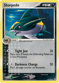 Sharpedo z edície Power Keepers, karta č.38
