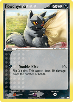 Poochyena z edície Power Keepers, karta č.58