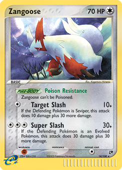 Zangoose z edície Sandstorm, karta č.14
