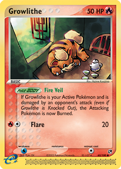 Growlithe z edície Sandstorm, karta č.65