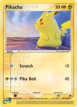 Pikachu z edície Sandstorm, karta č.72