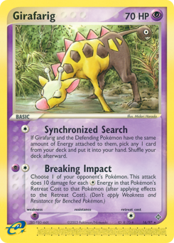 Girafarig z edície Dragon, karta č.16