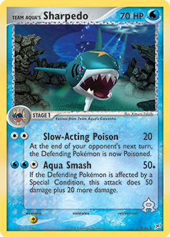 Team Aqua's Sharpedo z edície Team Magma vs Team Aqua, karta č.18