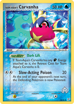 Team Aqua's Carvanha z edície Team Magma vs Team Aqua, karta č.25