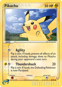 Pikachu z edície Team Magma vs Team Aqua, karta č.43