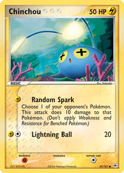 Chinchou z edície Hidden Legends, karta č.57