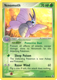Venomoth z edície FireRed & LeafGreen, karta č.49