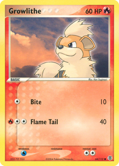 Growlithe z edície FireRed & LeafGreen, karta č.64