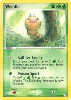 Weedle z edície FireRed & LeafGreen, karta č.86