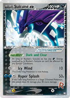 Rocket's Suicune ex z edície Team Rocket Returns, karta č.105
