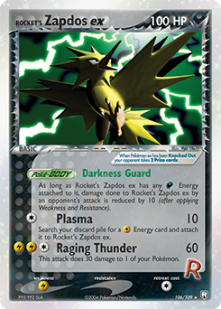 Rocket's Zapdos ex z edície Team Rocket Returns, karta č.106