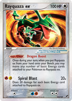 Rayquaza ex z edície Deoxys, karta č.102