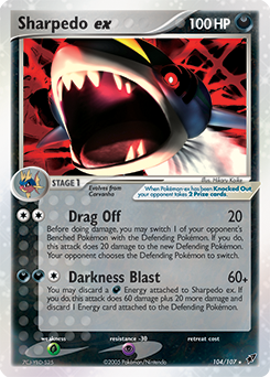 Sharpedo ex z edície Deoxys, karta č.104