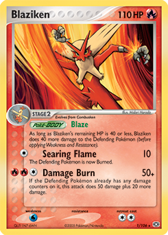 Blaziken z edície Emerald, karta č.1