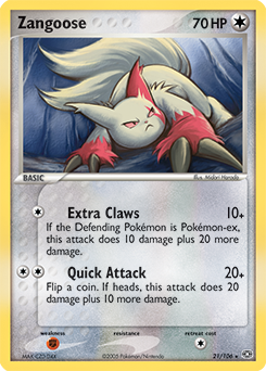 Zangoose z edície Emerald, karta č.21
