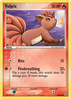 Vulpix z edície Emerald, karta č.72