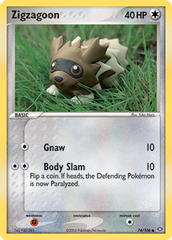 Zigzagoon z edície Emerald, karta č.74