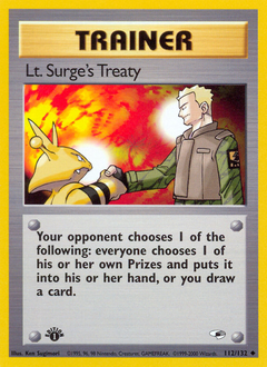 Lt. Surge's Treaty z edície Gym Heroes, karta č.112