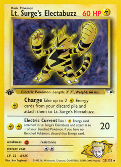 Lt. Surge's Electabuzz z edície Gym Heroes, karta č.27