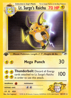 Lt. Surge's Raichu z edície Gym Heroes, karta č.28