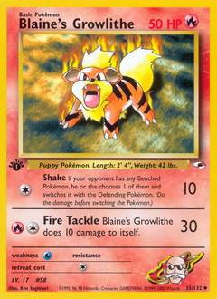 Blaine's Growlithe z edície Gym Heroes, karta č.35