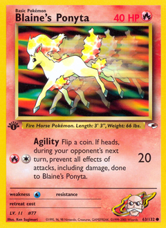 Blaine's Ponyta z edície Gym Heroes, karta č.63