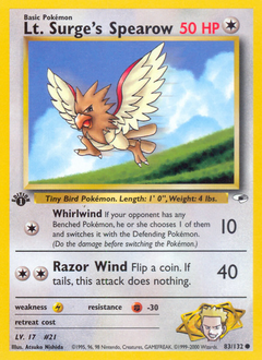 Lt. Surge's Spearow z edície Gym Heroes, karta č.83