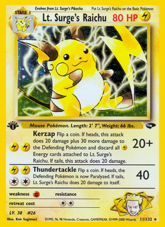 Lt. Surge's Raichu z edície Gym Challenge, karta č.11